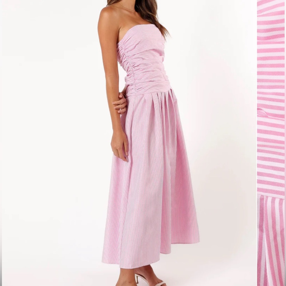 Petal & Pup Avalee Strapless Maxi Dress - Pink Stripe
